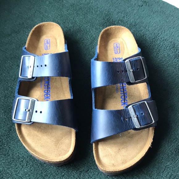 New Birkenstock Soft Footbed Navy Leather sz 37 or 41. Size 6 or 10 - Picture 5 of 17